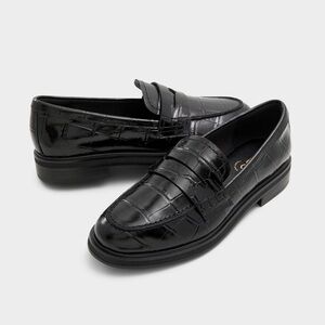 Aldo Glossy Black Loafers Lededanten